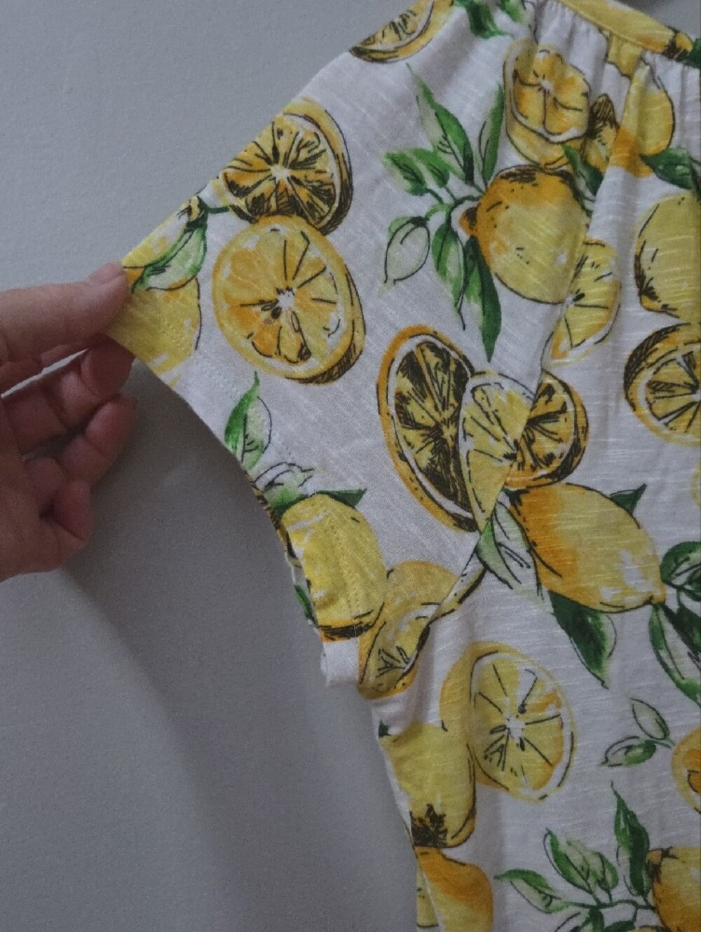 Chaps Lemon-Print Tie-Neck Blouse in Yellow and Green on White - Picture 4 of 4